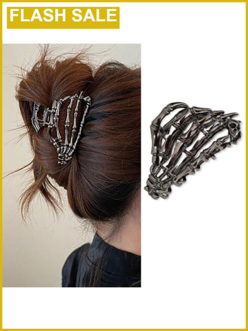 Metal Hair Claw Clip Skeleton Skull Gothic Styling Accessory